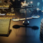 Gold vs silver investment comparison showing balance scale, fine gold bar and stacked silver coins representing Indian investor allocation strategy.