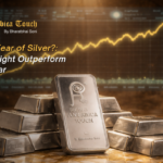 Silver bullion bars by Shree Ambica Touch with a rising price chart in the background, symbolizing silver’s strong investment outlook for 2026.