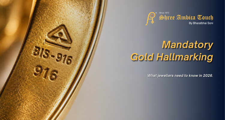 Close-up of a BIS 916 hallmark on a gold jewellery piece representing mandatory gold hallmarking, certified purity, and BIS hallmark standards in India.