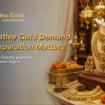 Festive gold jewellery display representing how India’s jewellery industry prepares for rising gold demand before the festive season.